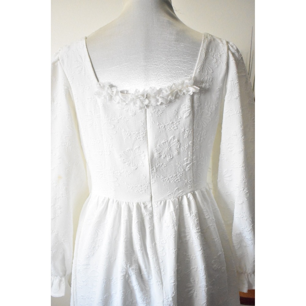 Qing Man Midi Dress Women Medium White Vintage Style Lace Up Corset cosplay - Picture 5 of 11